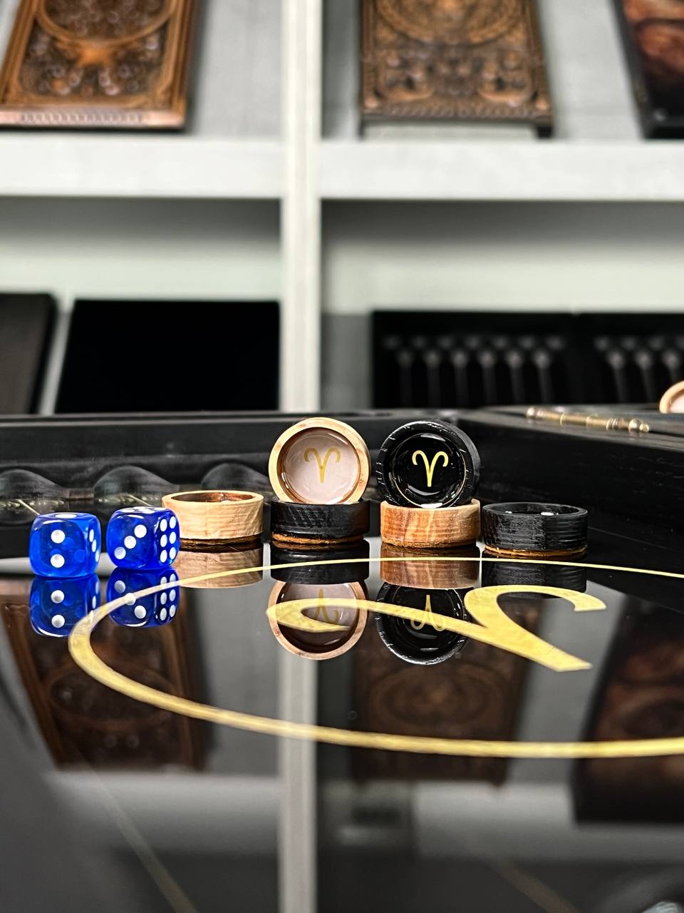 The Aries Constellation Premium Glass&Wood Backgammon Set — Luxury Game Board Gift