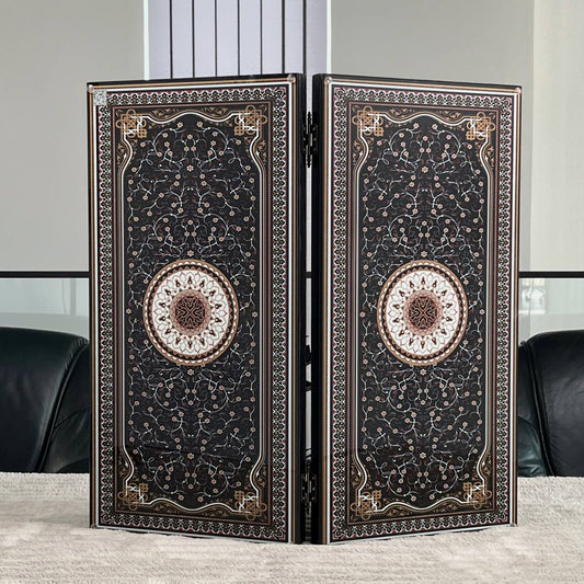 Luxury Persian Mandala Glass&Wood Backgammon Set – 24" Premium Board