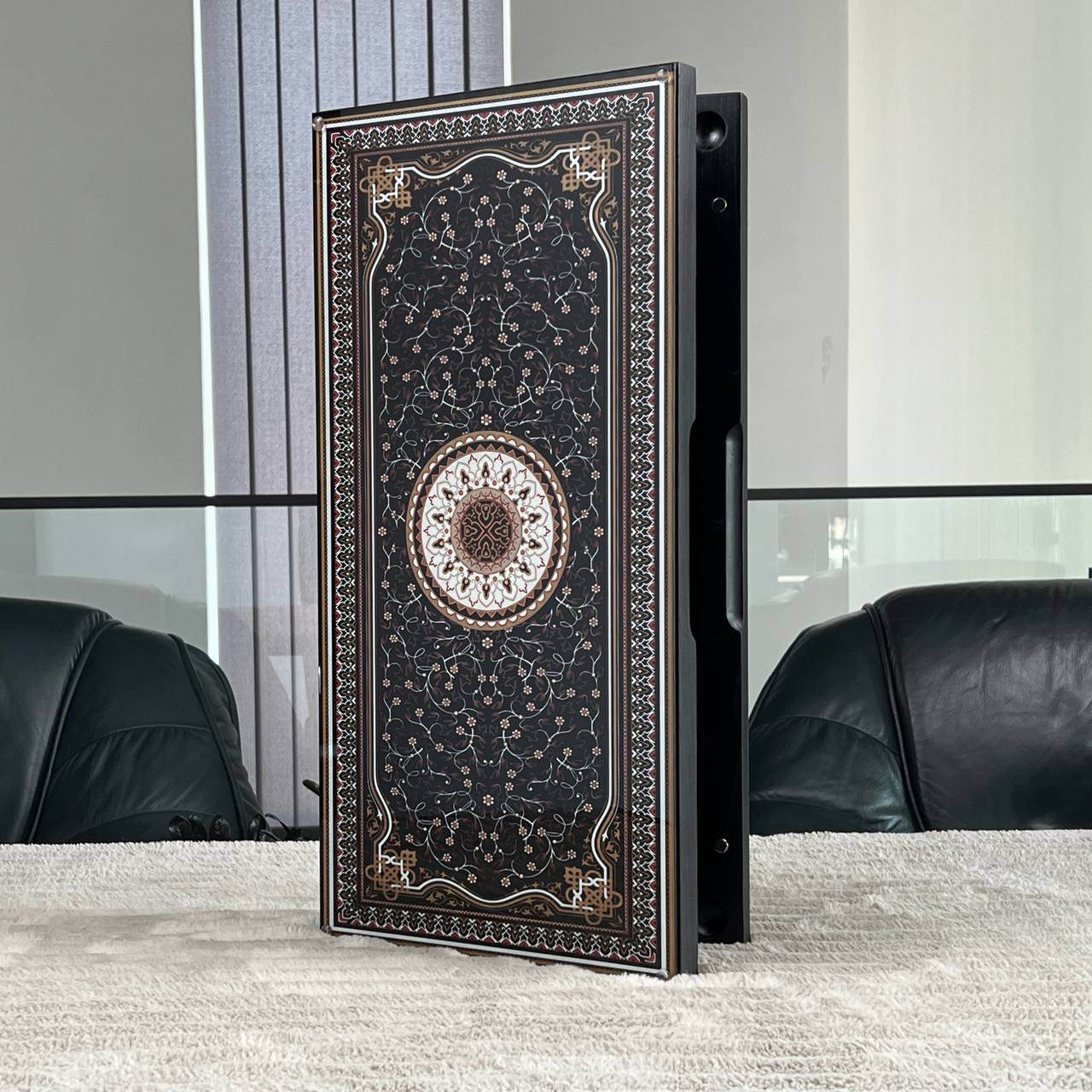Luxury Persian Mandala Glass&Wood Backgammon Set – 24" Premium Board