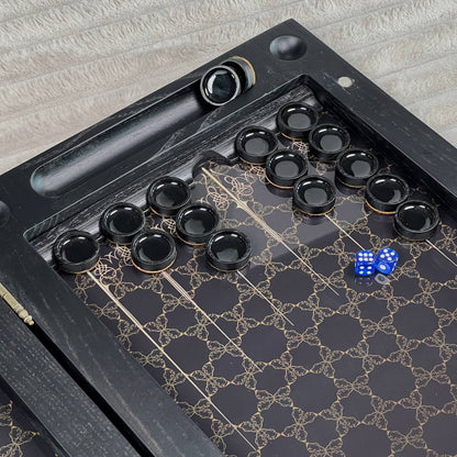 Luxury Persian Mandala Glass&Wood Backgammon Set – 24" Premium Board