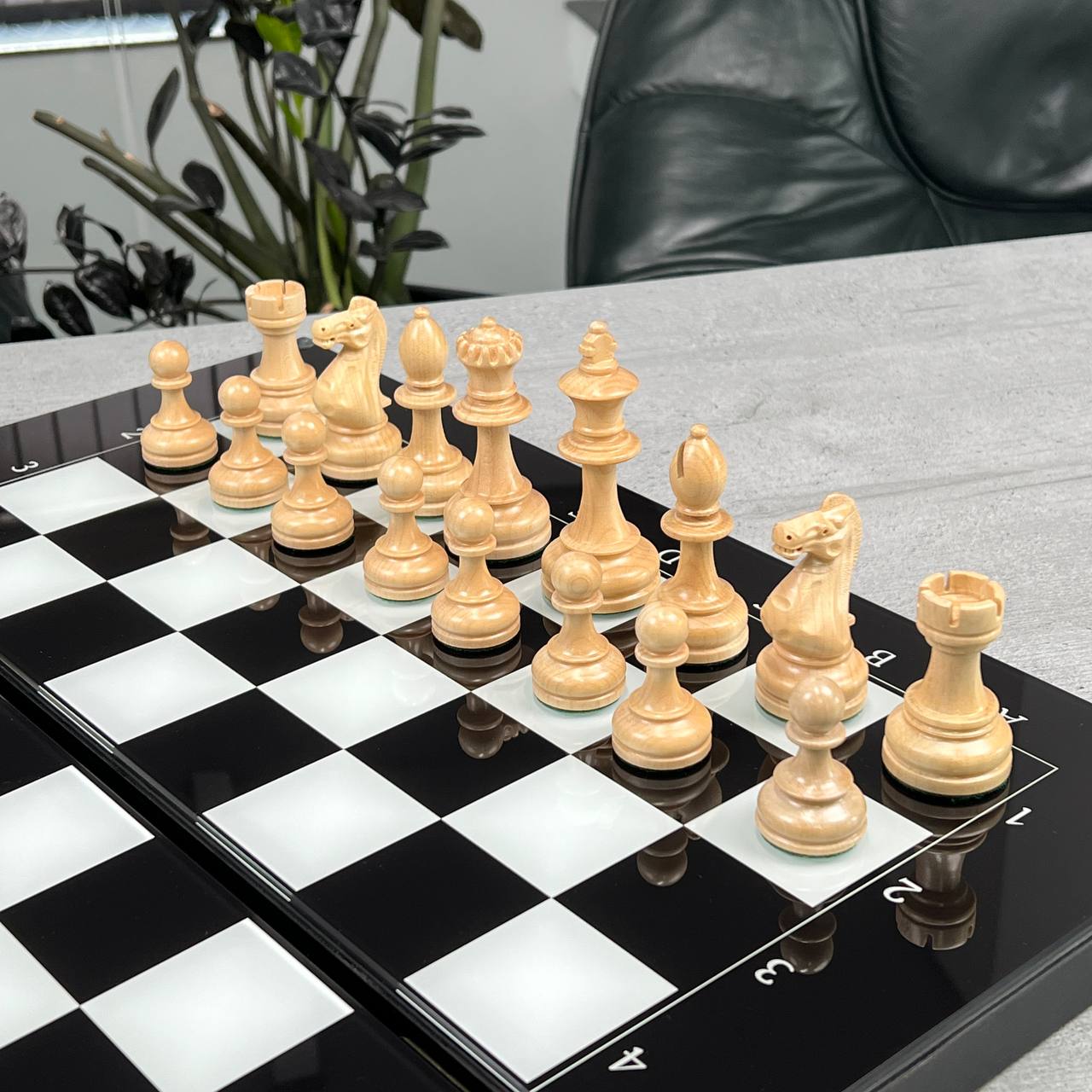 Classic Chess Collection Glass&Wood Chess Backgammon Checkers Set