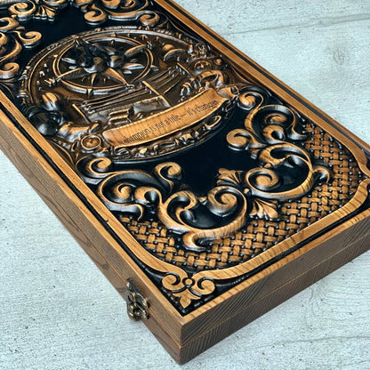 Backgammon-Brettspielset aus Holz 46*23cm, Geschenkfertig und personalisiert