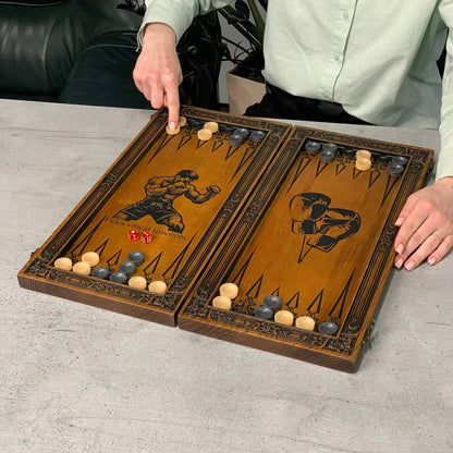 Backgammon-Brettspielset aus Holz 46*23cm, Geschenkfertig und personalisiert