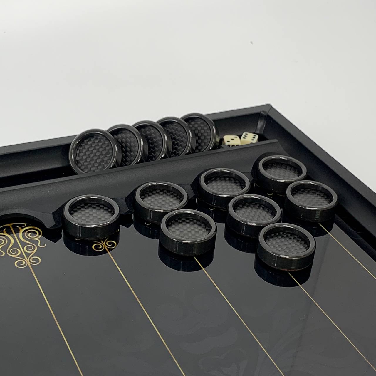 Exclusive Glass Backgammon with PREMIUM CHEKERS "Black Classic" 61×27 cm, Gift-ready