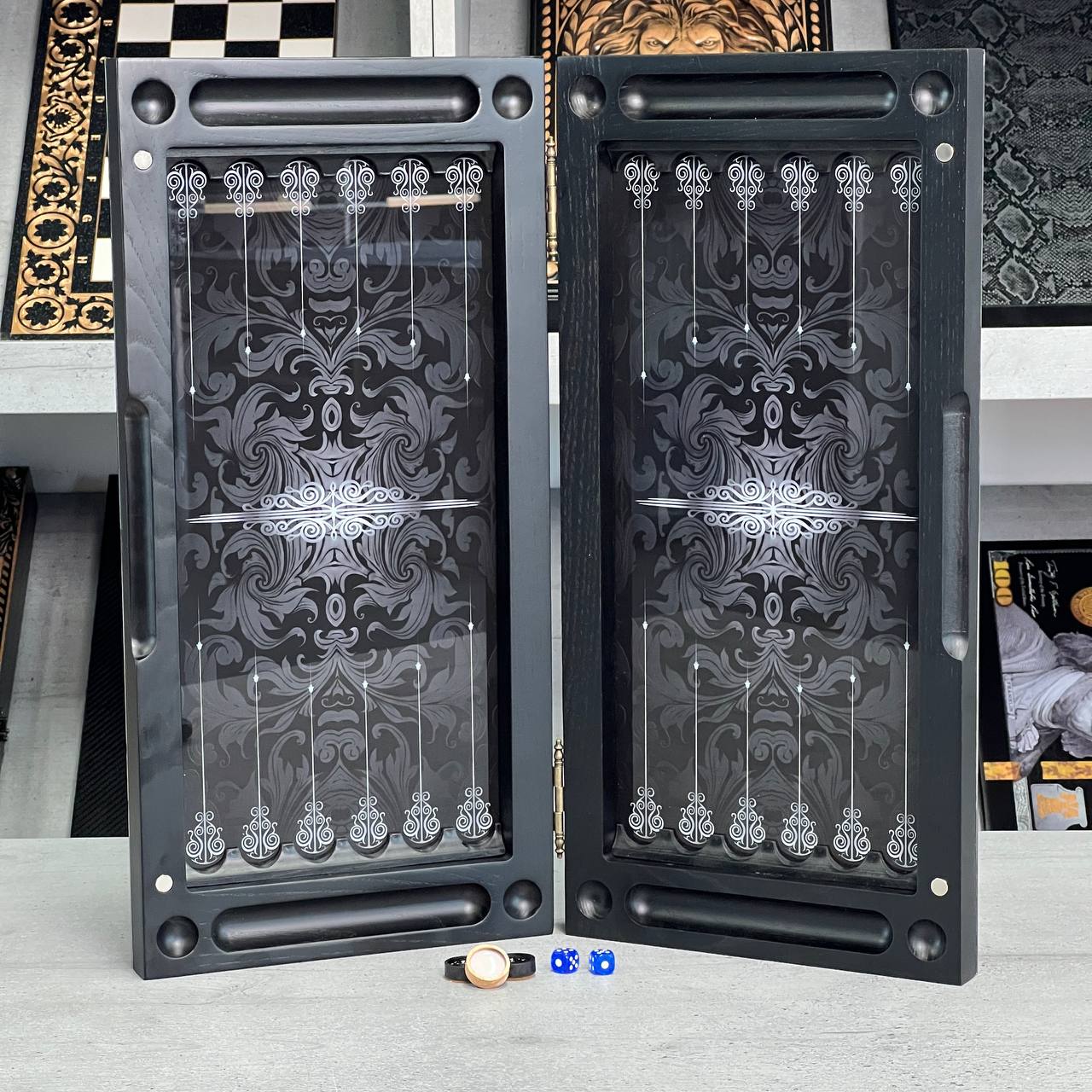 Luxury Glass&Wood Tempered Glass Backgammon Set — Wind Rose Compass Edition (19.7")