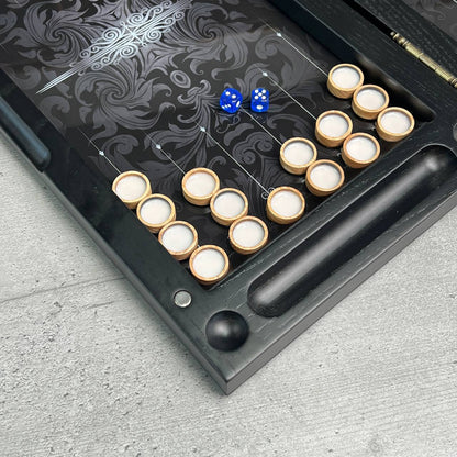 Luxury Glass&Wood Tempered Glass Backgammon Set — Wind Rose Compass Edition (19.7")