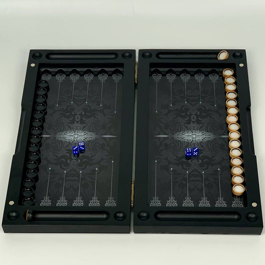 Luxury Wind Rose Glass&Wood Backgammon Set — 20" Handcrafted Black Ash Wood & Tempered Glass Board