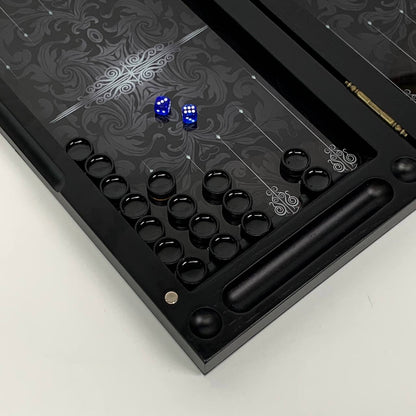 Luxury Wind Rose Glass&Wood Backgammon Set — 20" Handcrafted Black Ash Wood & Tempered Glass Board