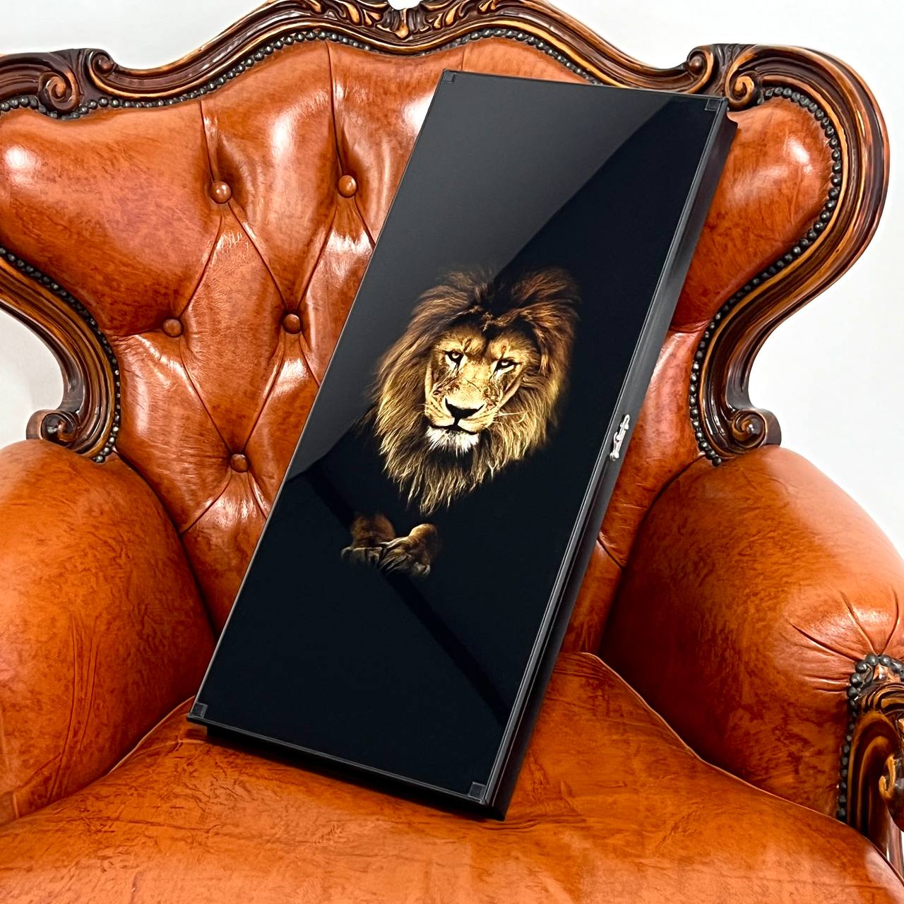 Exclusive Glass Backgammon with PREMIUM CHEKERS "Lion-design" 61×27 cm, Gift-ready (Copy)