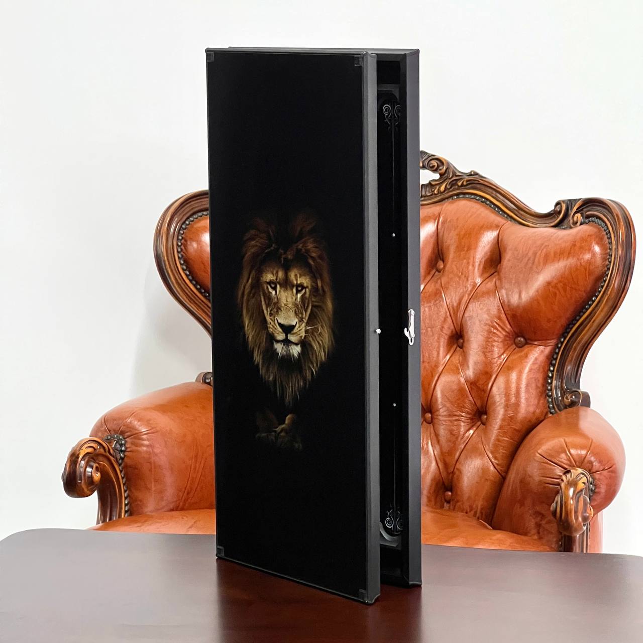 Exclusive Glass Backgammon with PREMIUM CHEKERS "Lion-design" 61×27 cm, Gift-ready (Copy)