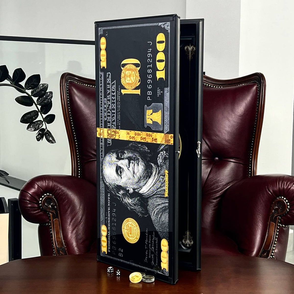 Backgammon en verre « Black Dollar » – Exquis, original, personnalisable, prêt à offrir