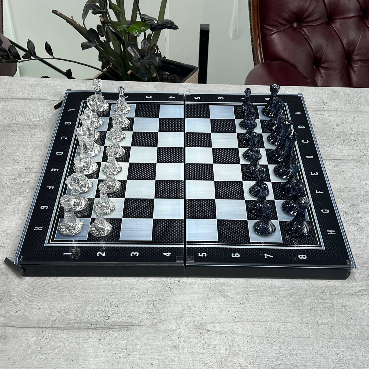 Black Weave Chess Set - 24"