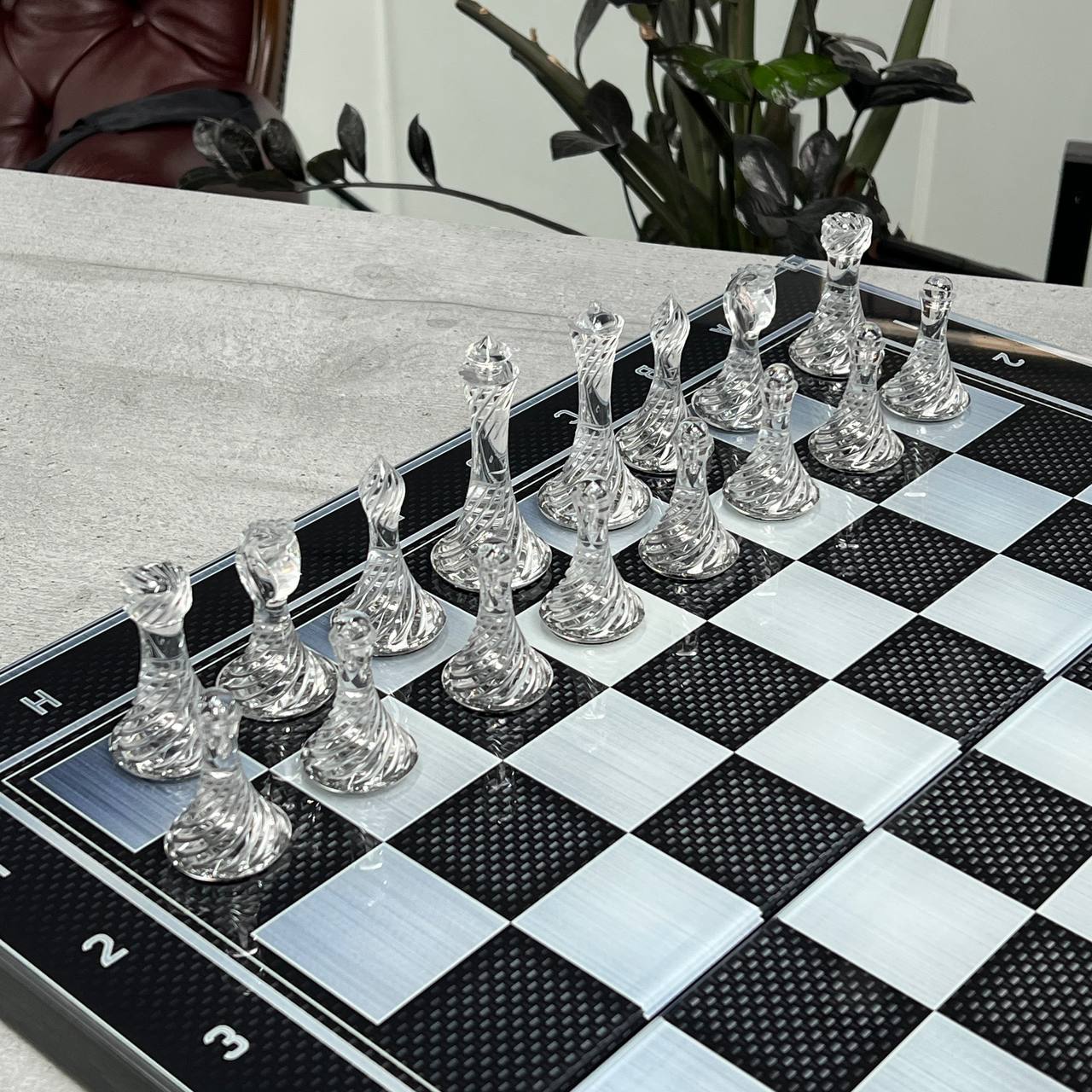 Black Weave Chess Set - 24"