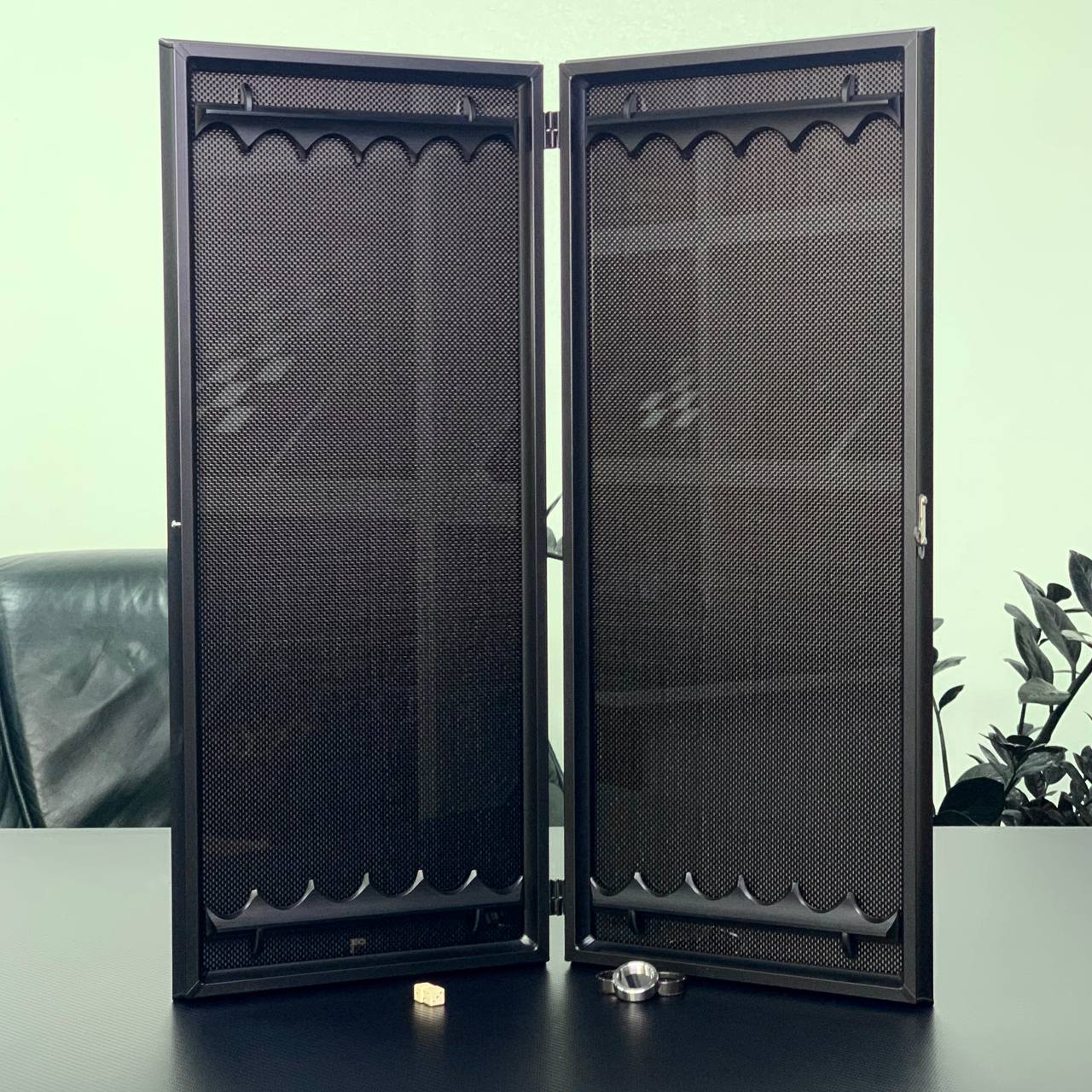 Exclusive Carbon Backgammon Set in Aluminum Basis, 61*26.5cm, Gift-ready