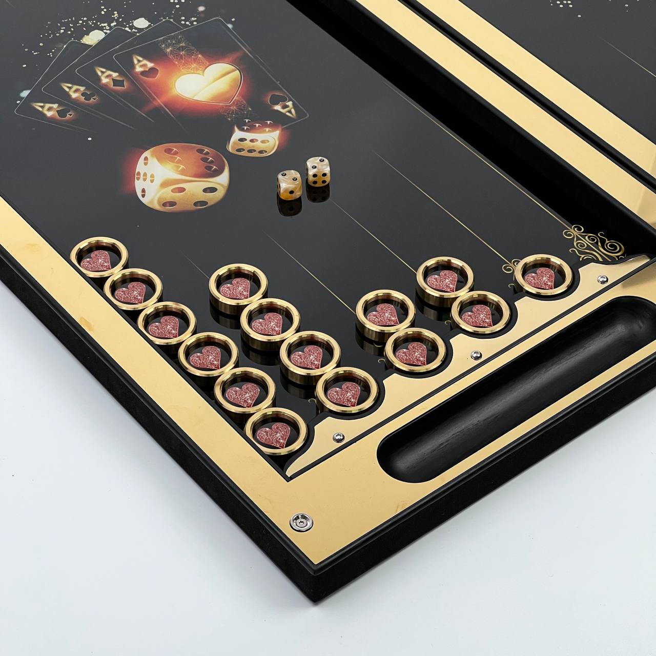 Backgammon de luxe en métal avec verre trempé - Design exclusif, fait à la main, personnalisable