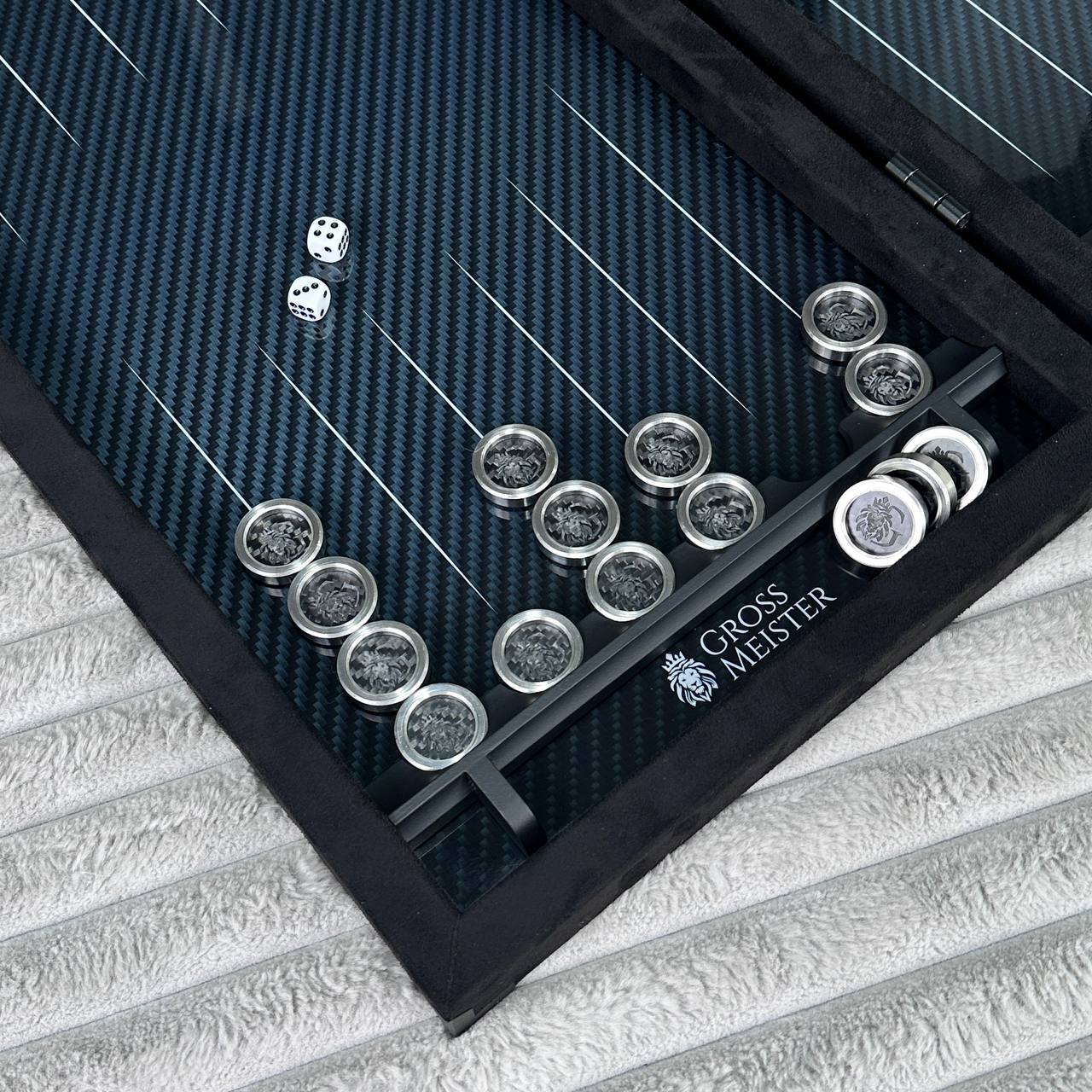 Handmade Classic Metal and Carbon Backgammon Set 60*30cm, Gift-ready VIP