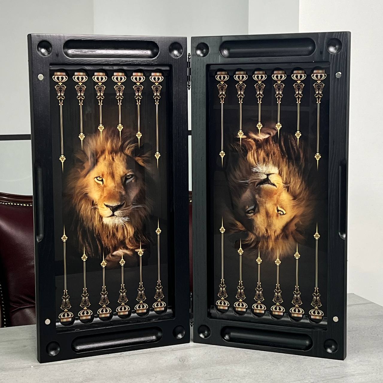 The Lion King Premium Glass&Wood Backgammon Set — Luxury Game Board