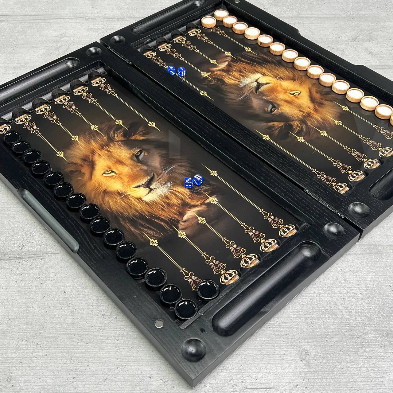 The Lion King Premium Glass&Wood Backgammon Set — Luxury Game Board