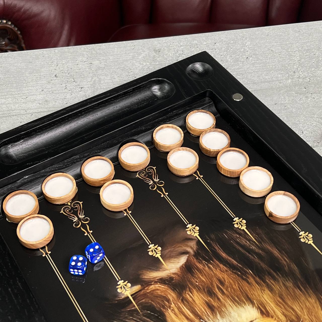 The Lion King Premium Glass&Wood Backgammon Set — Luxury Game Board