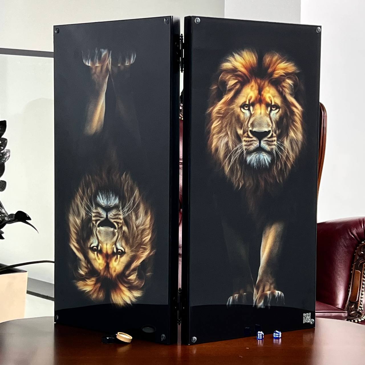 The Lion King Premium Glass&Wood Backgammon Set — Luxury Game Board