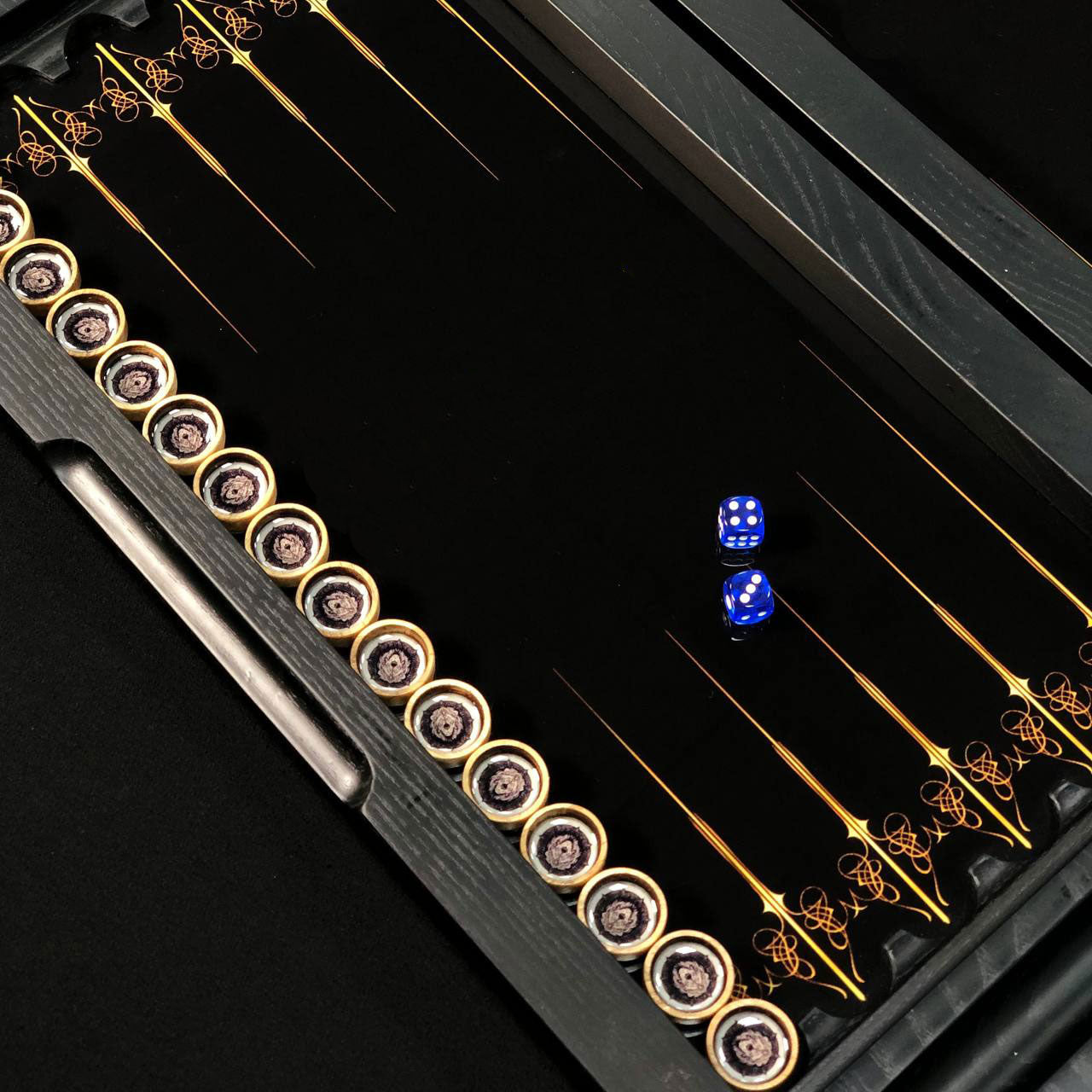 Lion Collection Glass & Wood Backgammon Set
