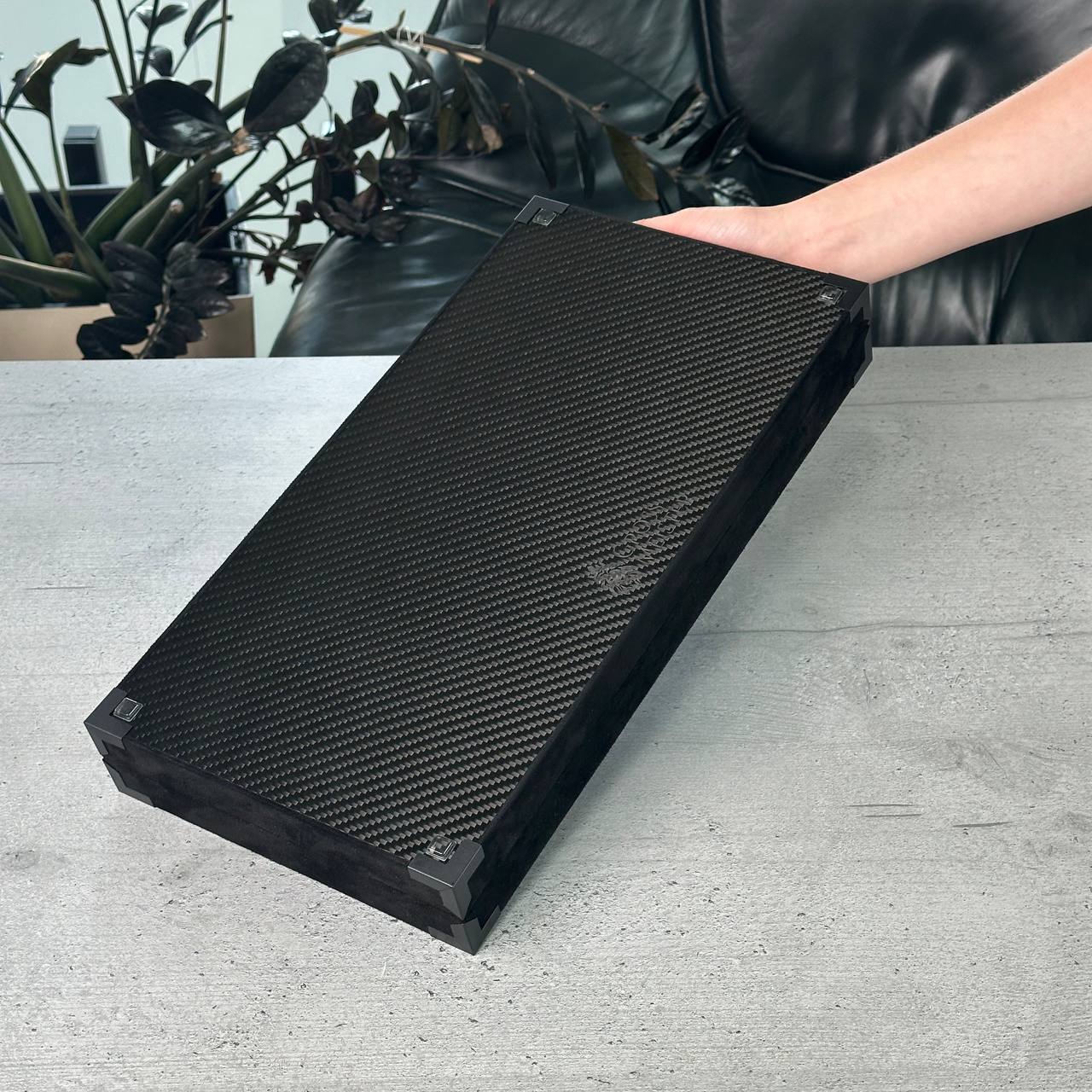 Luxurious Handmade Metal and Carbon Backgammon Set 40cm (~15in), Gift-ready VIP