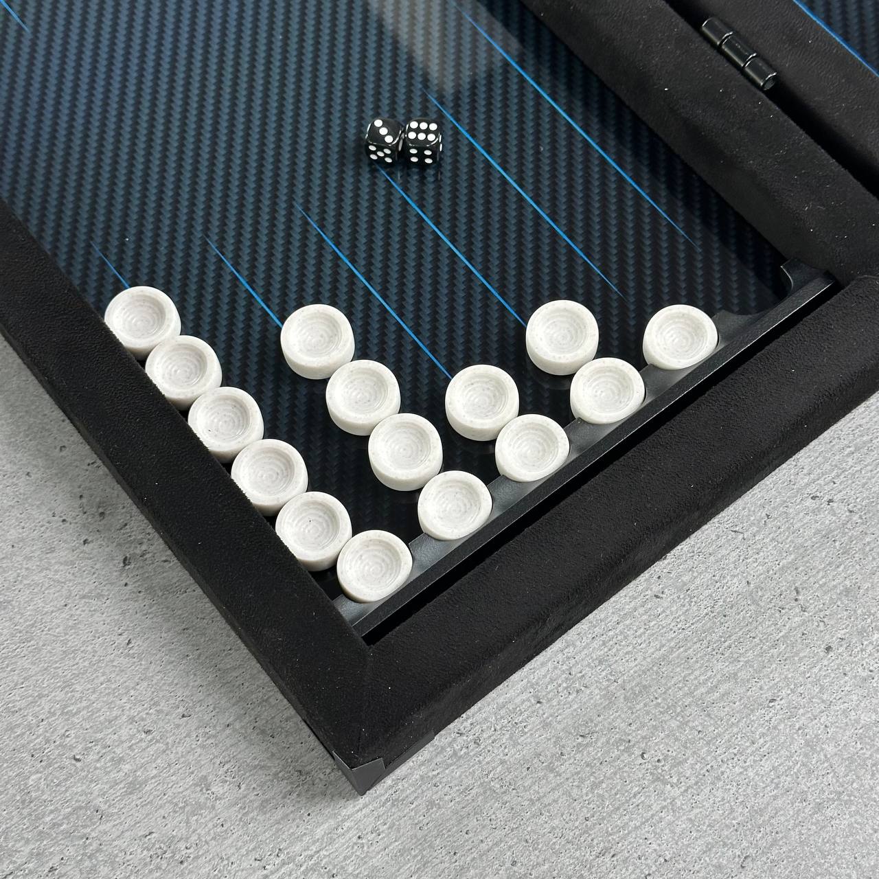Luxurious Handmade Metal and Carbon Backgammon Set 40cm (~15in), Gift-ready VIP