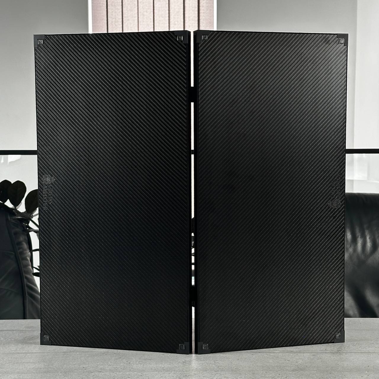 Exclusive Carbon Backgammon Set in Aluminum Frame with Glass Interior, 60*30 cm, Art.555000 Gift-ready