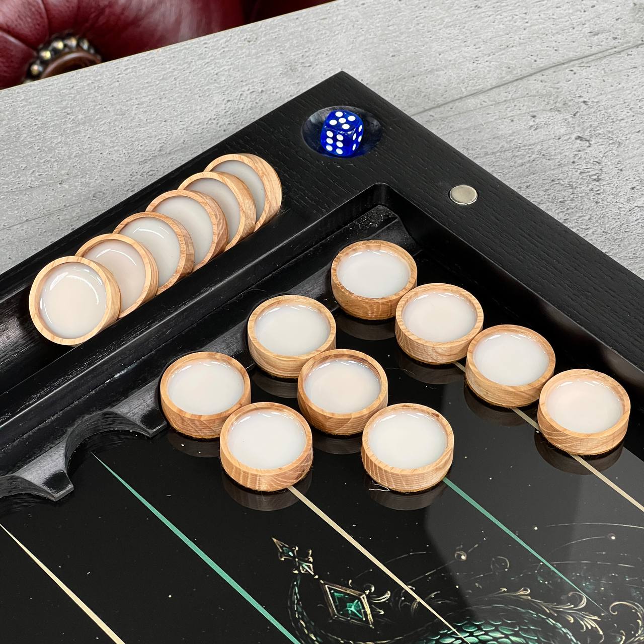 Sovereign Dragon & Cosmic Cancer Glass&Wood Backgammon Set — Luxury Game Board Gift