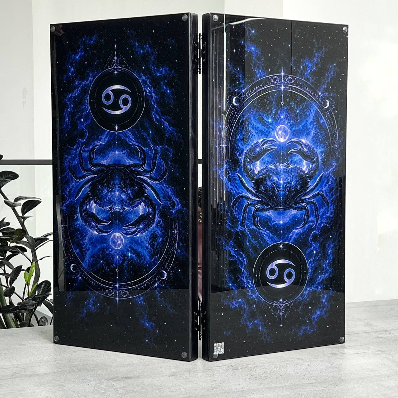 Sovereign Dragon & Cosmic Cancer Glass&Wood Backgammon Set — Luxury Game Board Gift