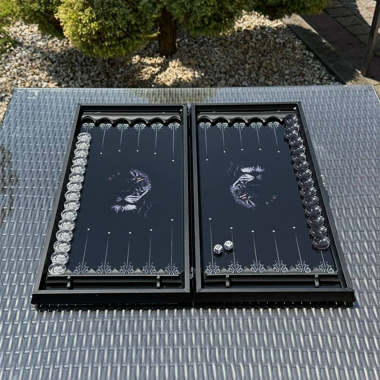 Backgammon en verre exquis "Lion" - 61×27 cm, Art. 250002. Personnalisé. Prêt à offrir