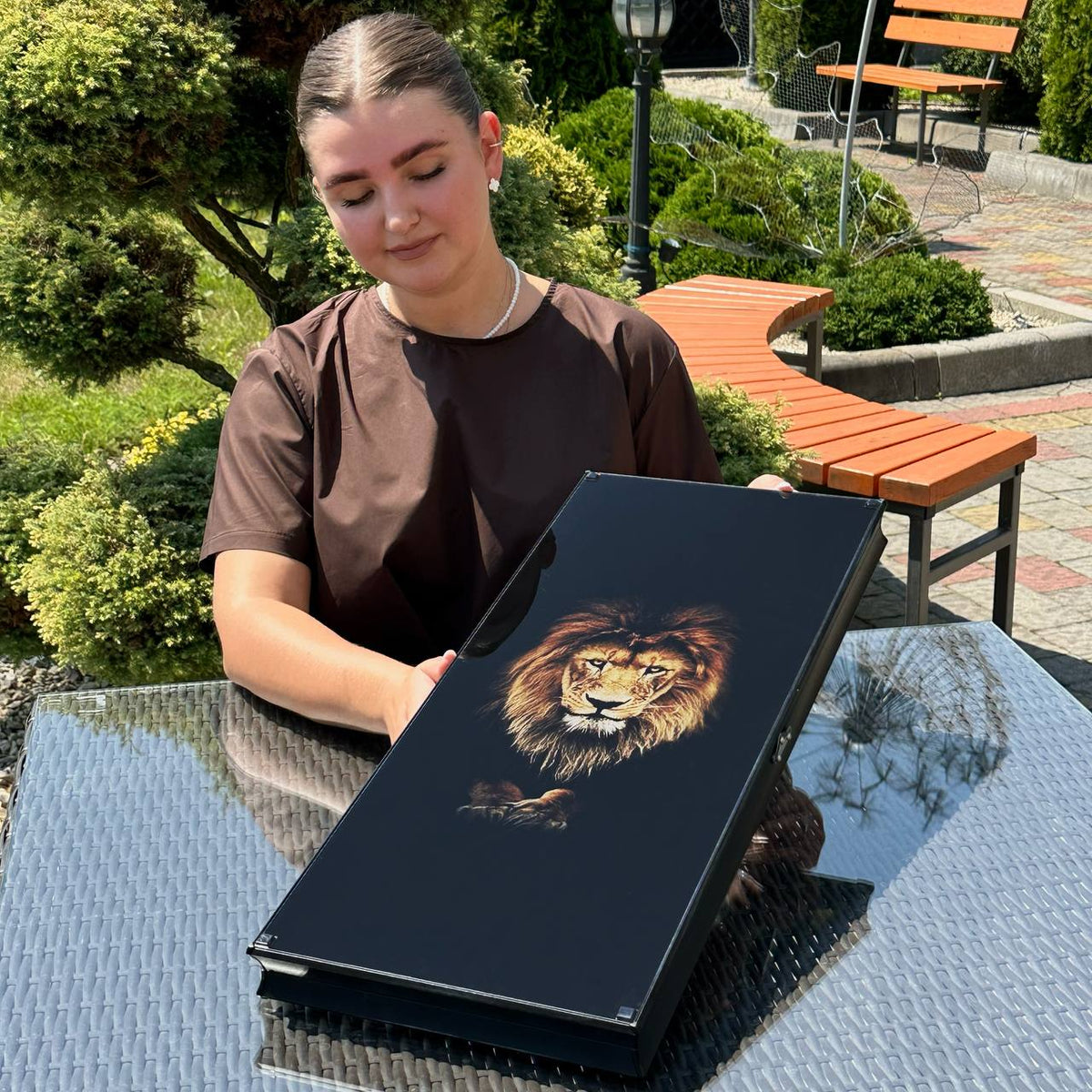 Lion Classic Glass Backgammon Set – Large 24”