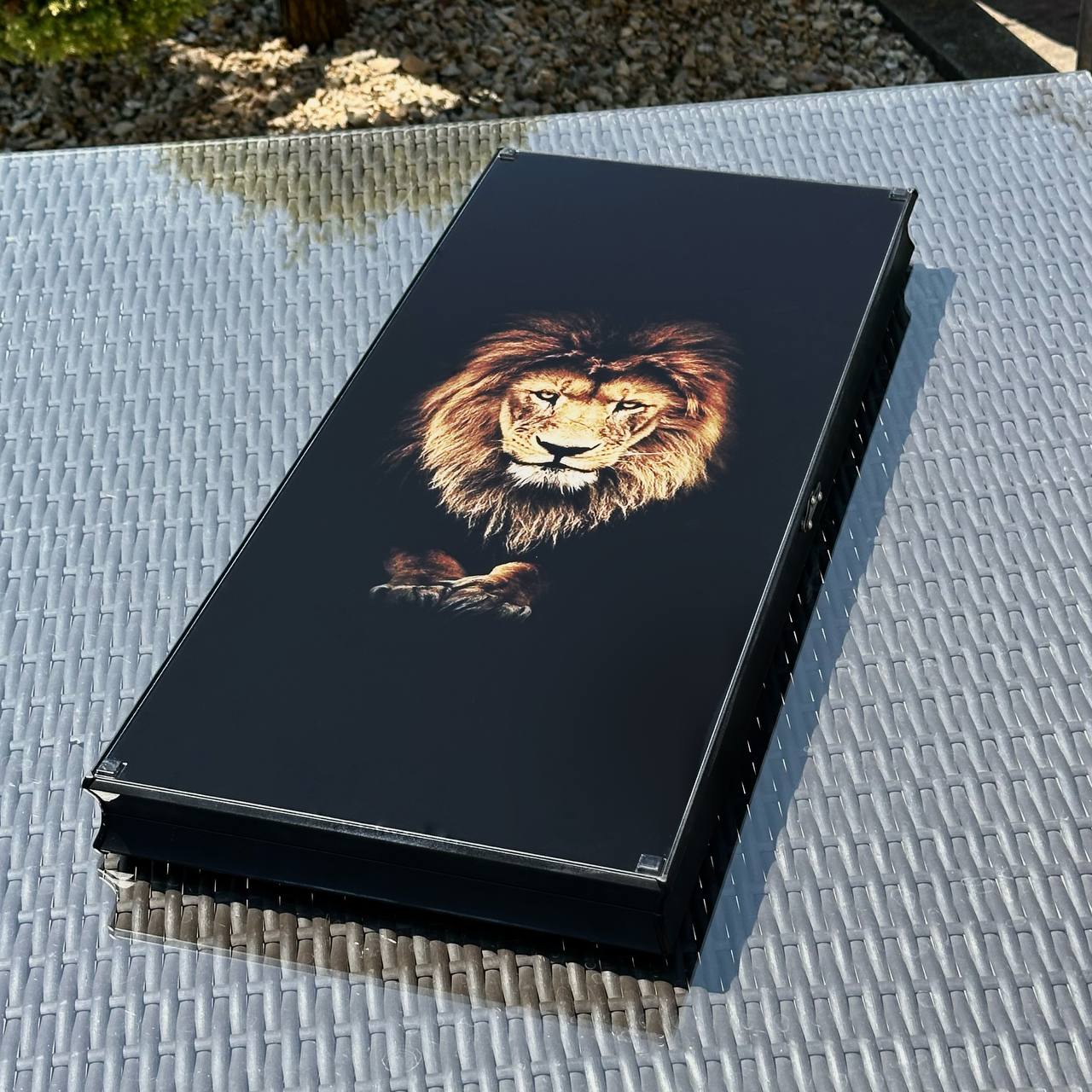 Backgammon en verre exquis "Lion" - 61×27 cm, Art. 250002. Personnalisé. Prêt à offrir