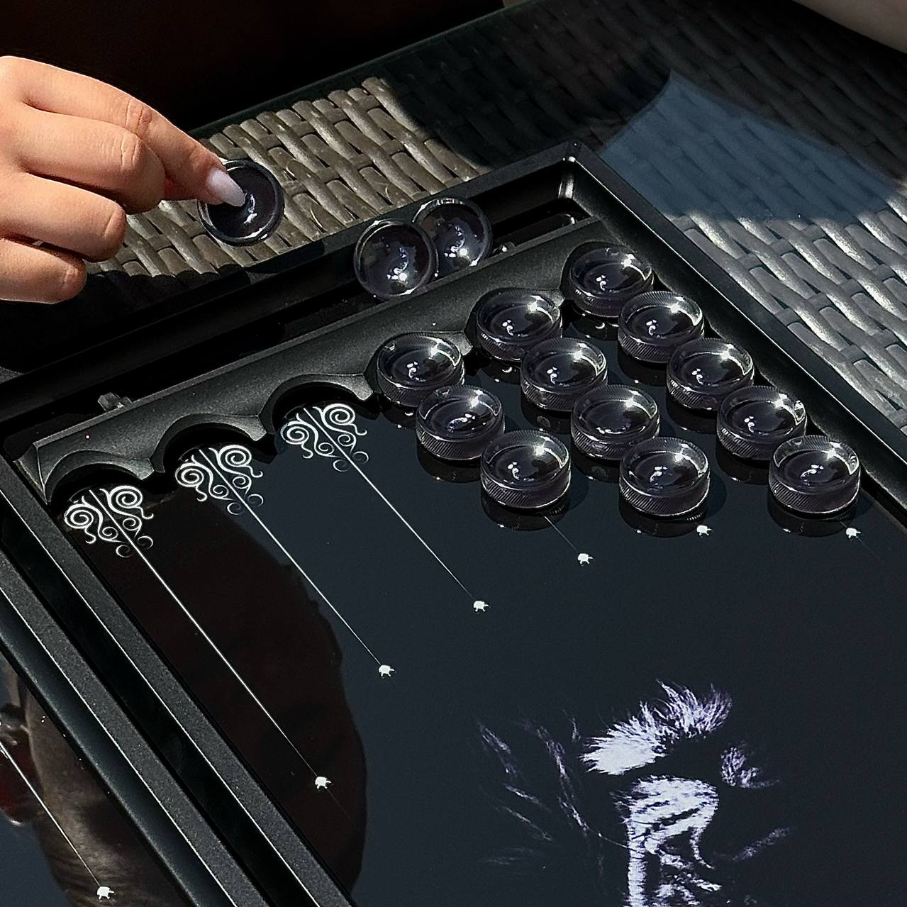Backgammon en verre exquis "Lion" - 61×27 cm, Art. 250002. Personnalisé. Prêt à offrir