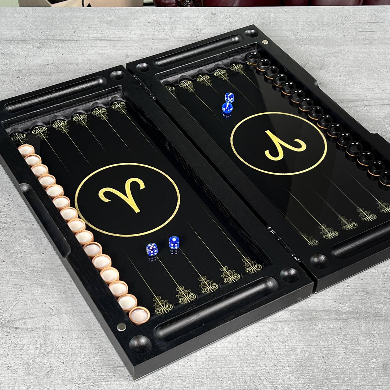 Aries Zodiac Collection Glass & Wood Backgammon Set