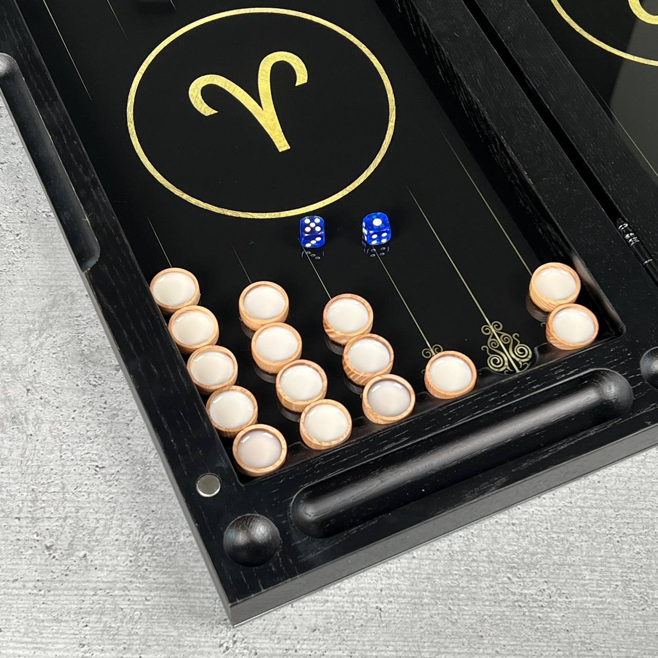 Aries Zodiac Collection Glass & Wood Backgammon Set