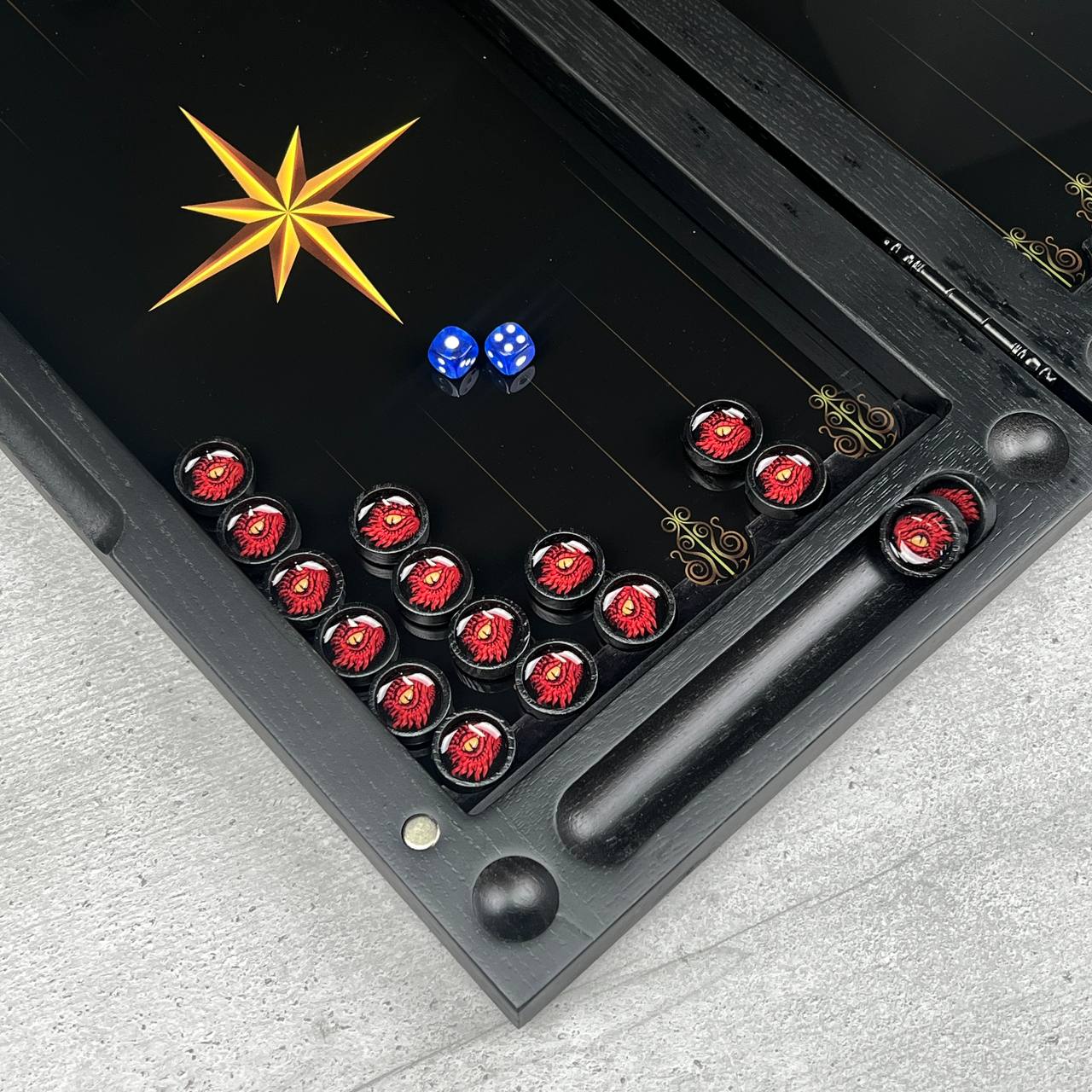 Gold Dragon Collections Glass & Wood Backgammon Set