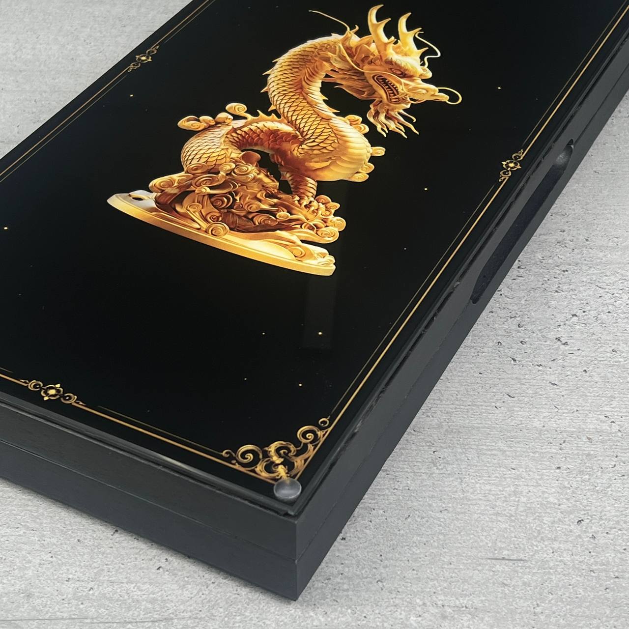 Gold Dragon Collections Glass & Wood Backgammon Set