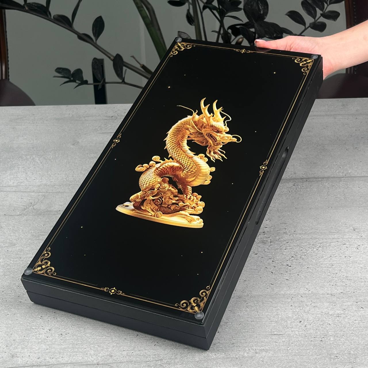 Gold Dragon Collections Glass & Wood Backgammon Set