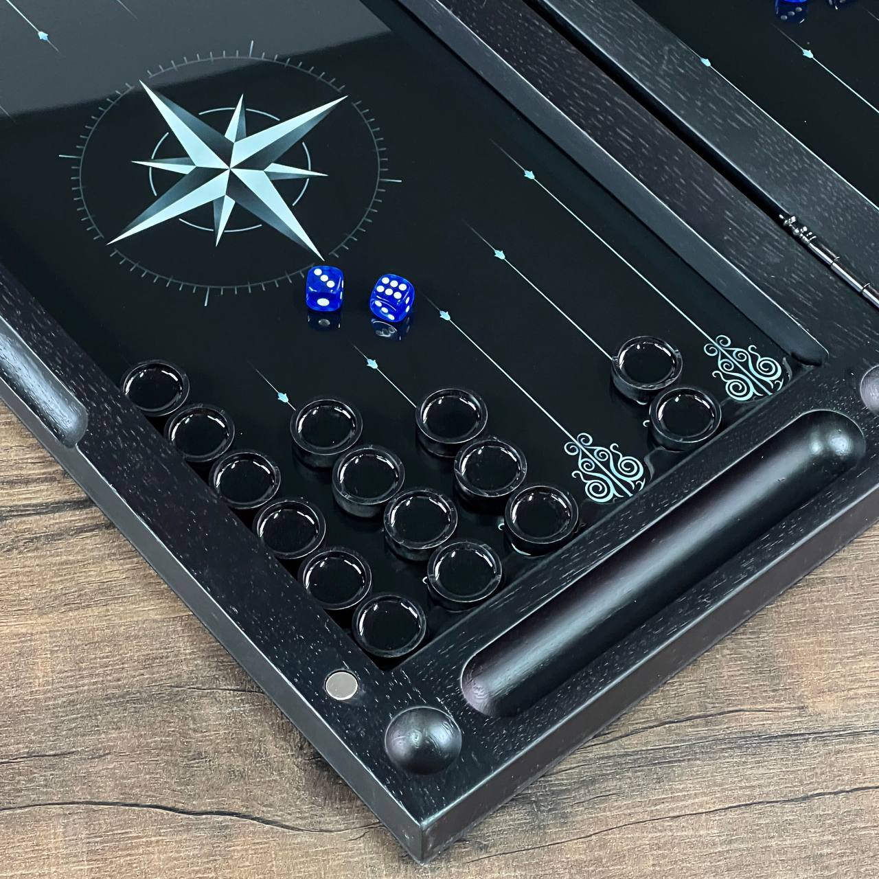 Compass Rose Collection Glass & Wood Backgammon Set