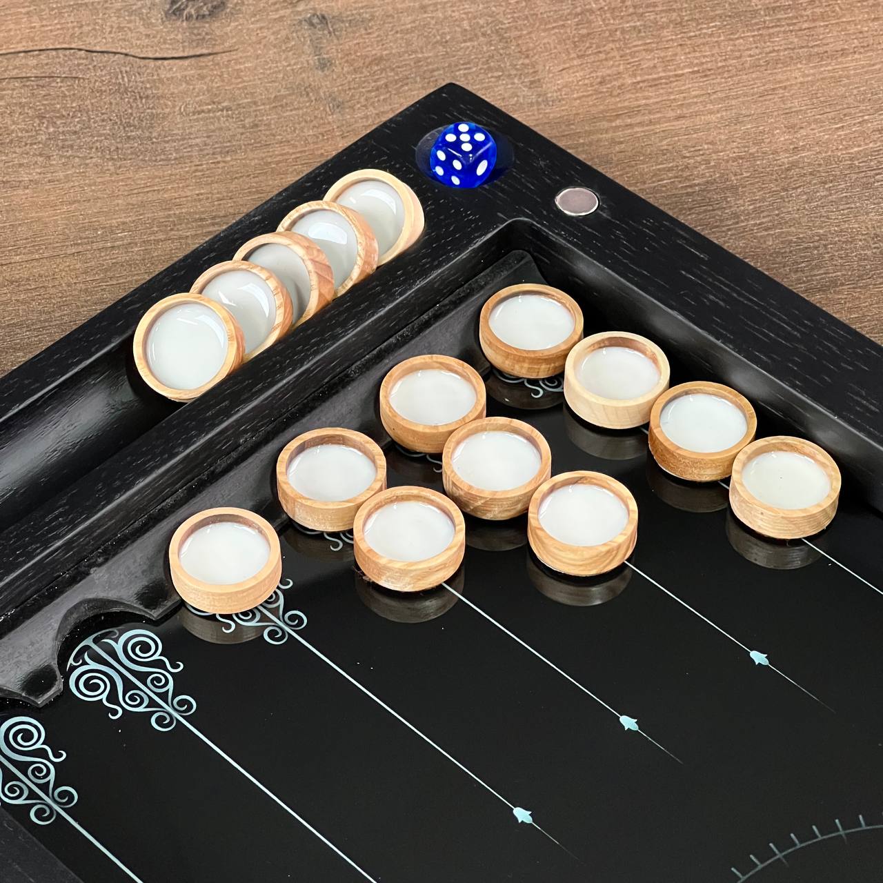 Compass Rose Collection Glass & Wood Backgammon Set