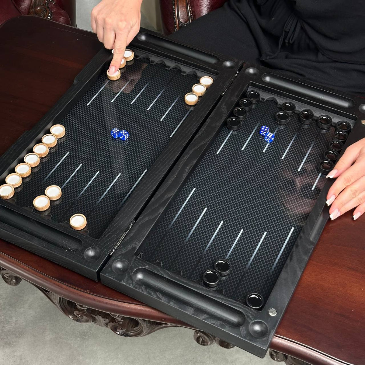 Stealth Texture Collection Glass & Wood Backgammon Set