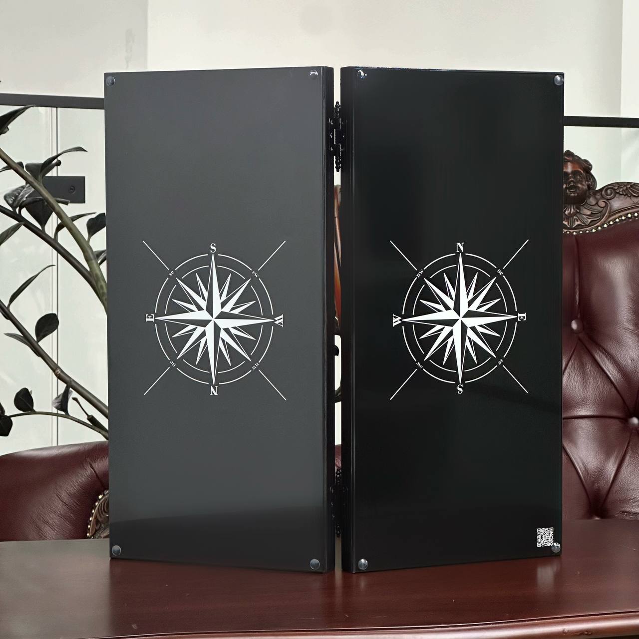 Compass Classic Rose Collection Glass & Wood Backgammon Set