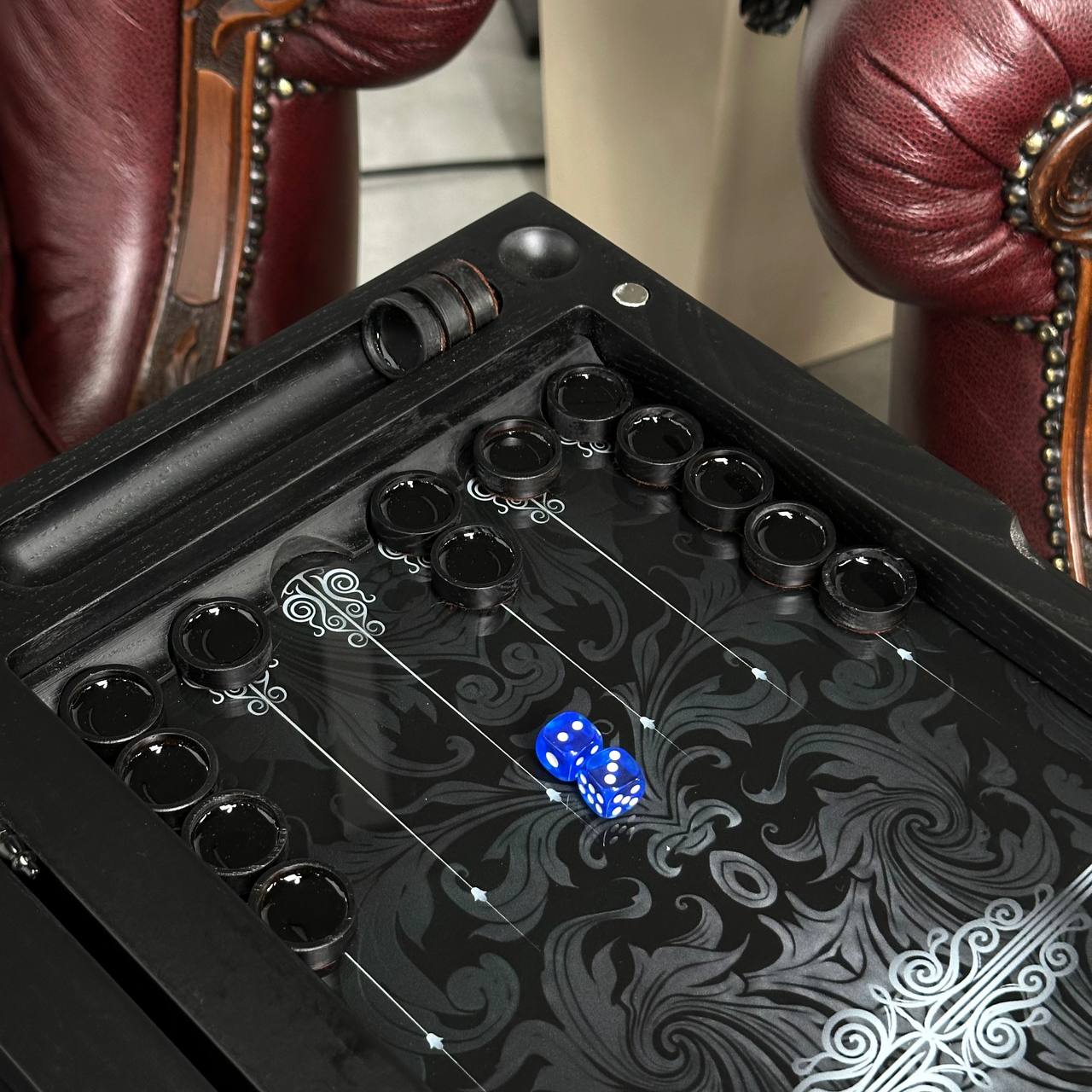 Compass Classic Rose Collection Glass & Wood Backgammon Set