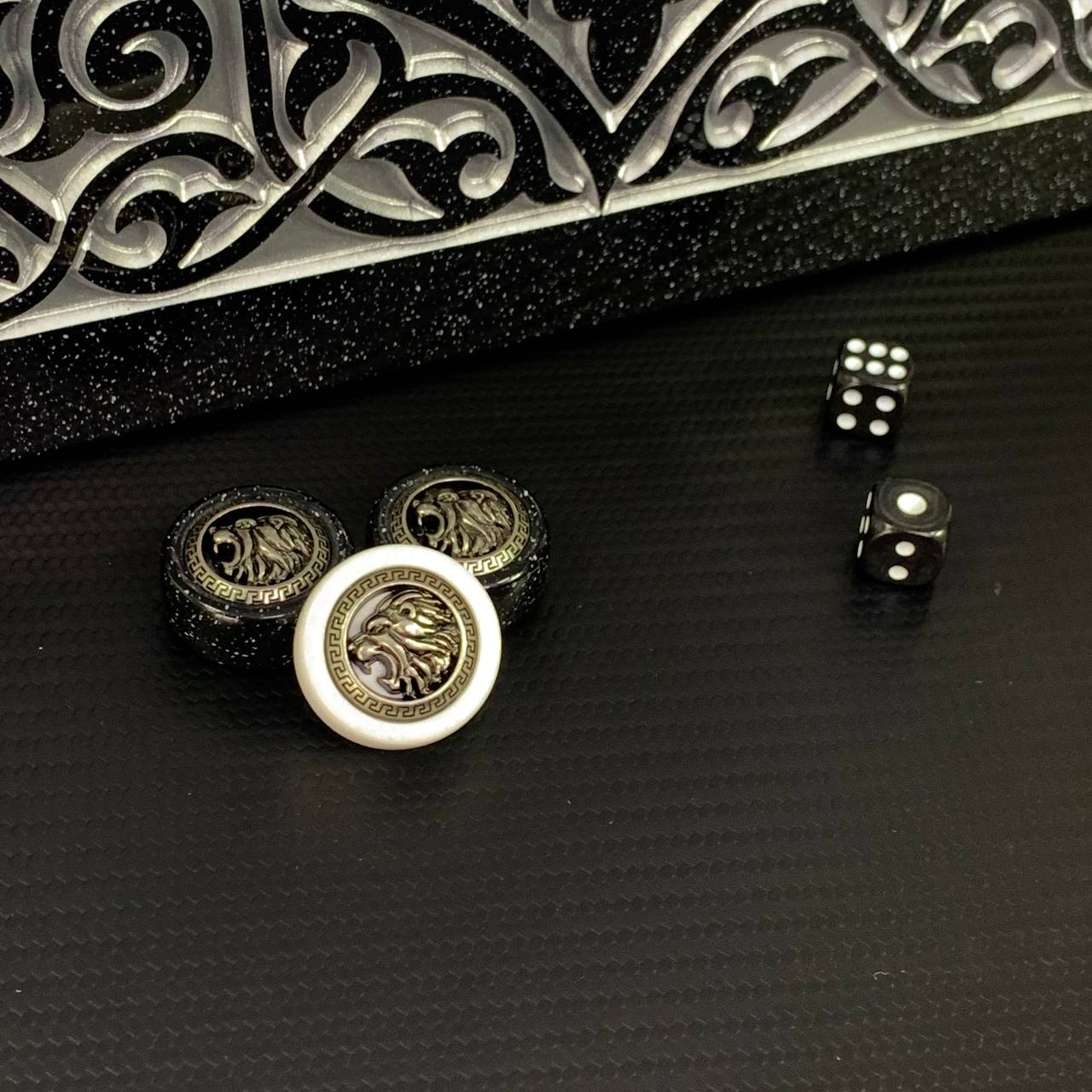 Carved Lion Stone Backgammon Set Premium Edition – Large 24”