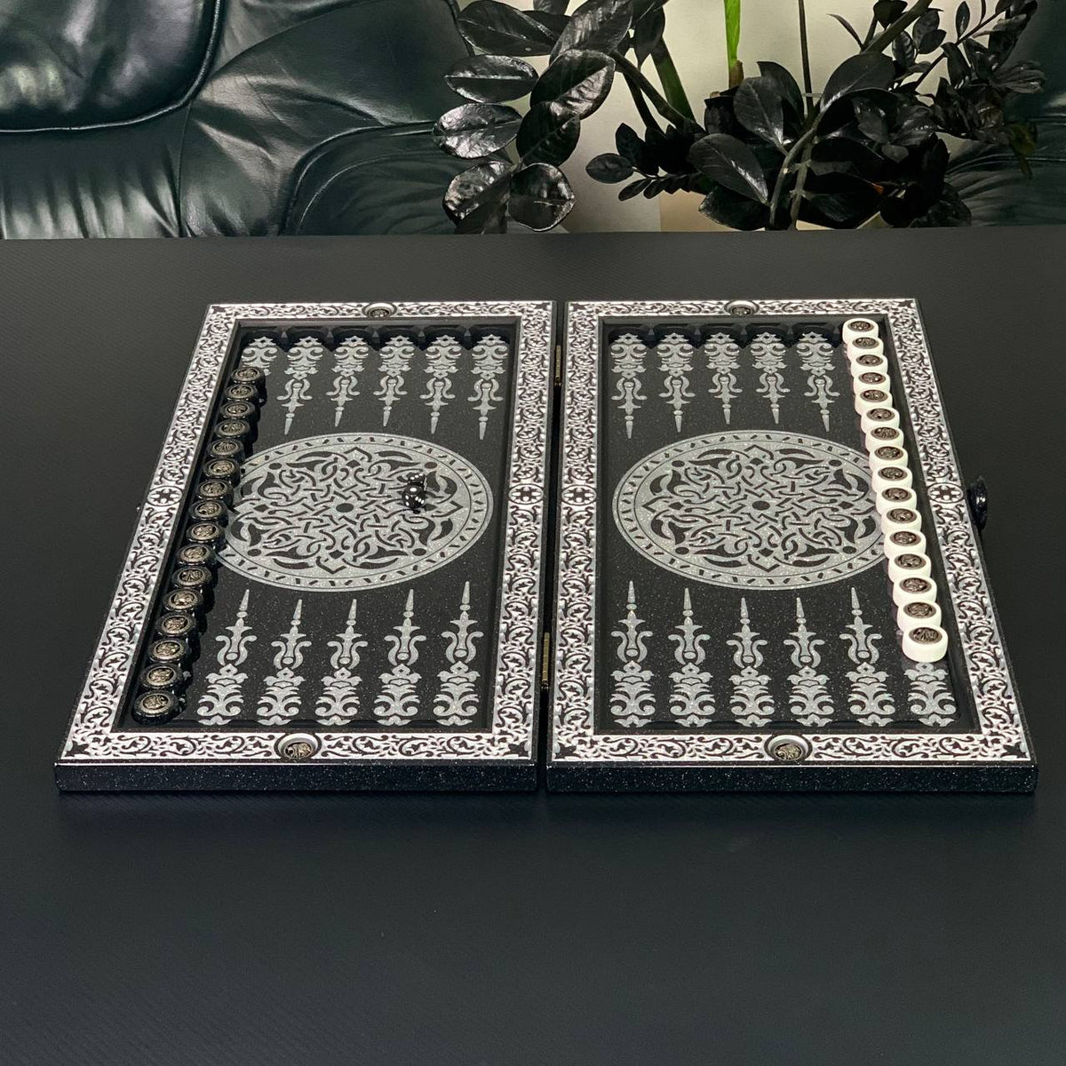Carved Lion Stone Backgammon Set Premium Edition – Large 24”