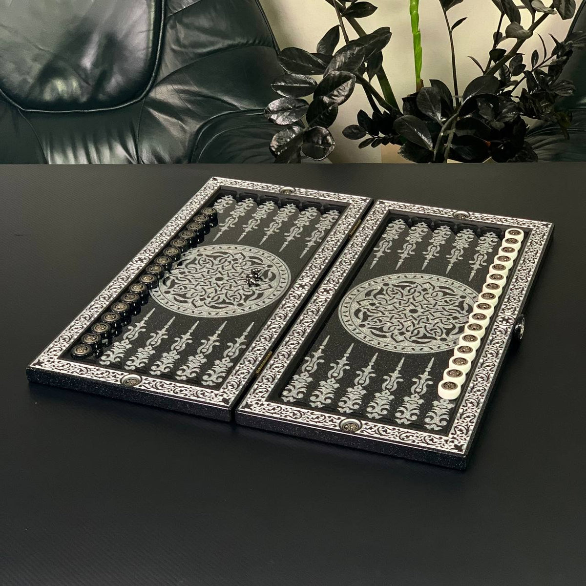 Carved Lion Stone Backgammon Set Premium Edition – Large 24”