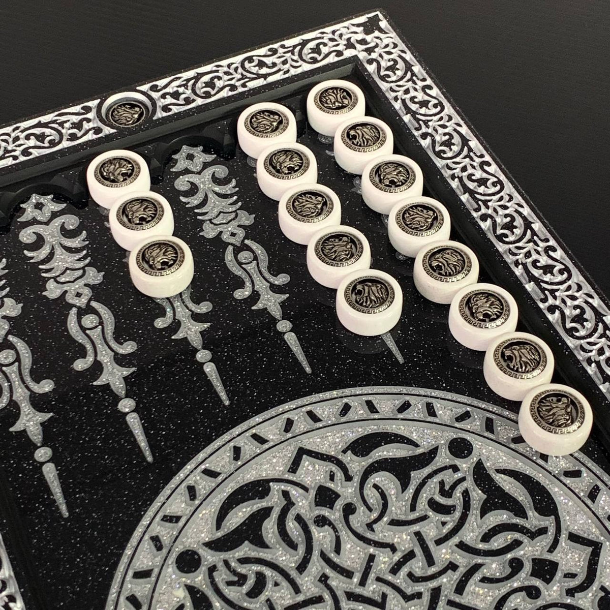 Carved Lion Stone Backgammon Set Premium Edition – Large 24”