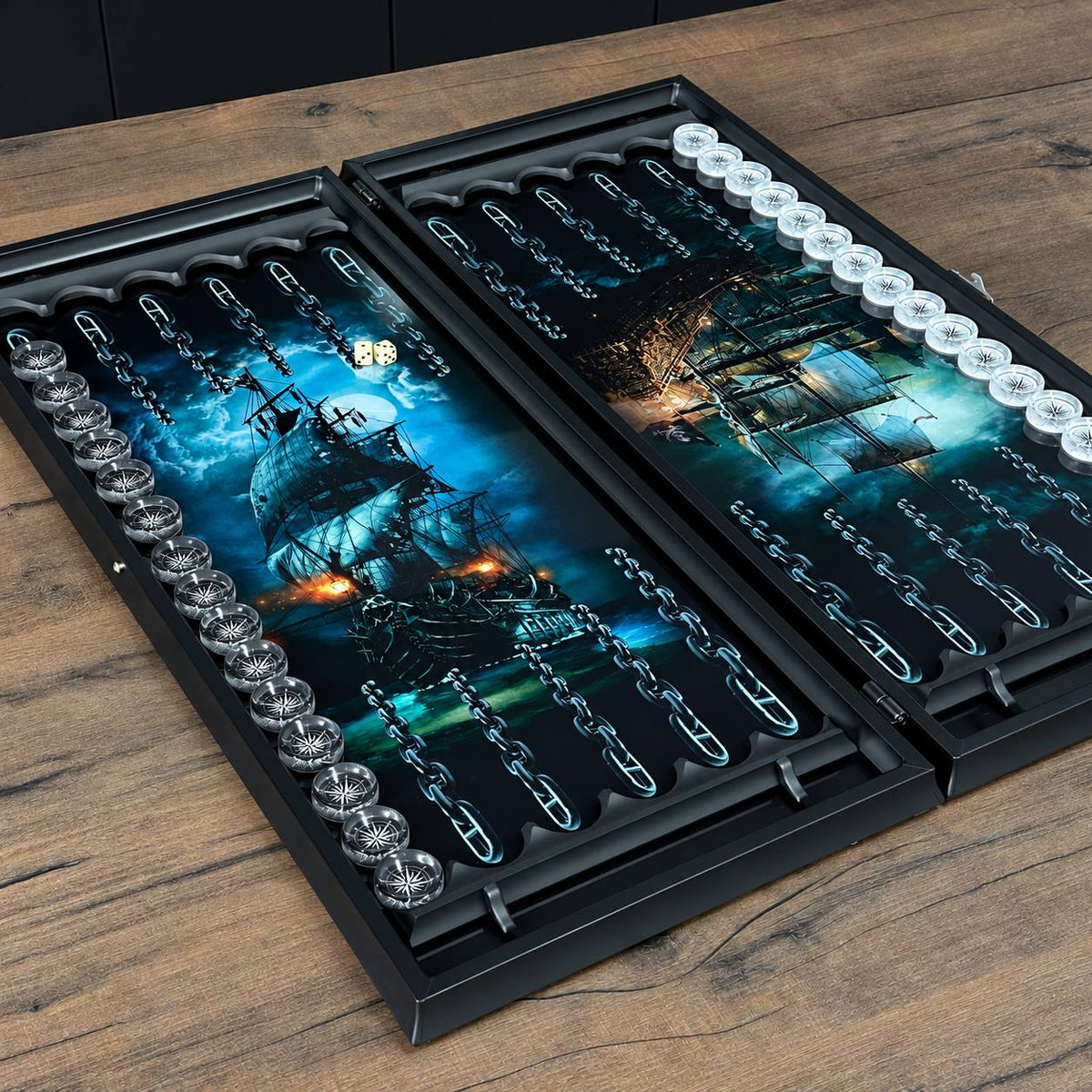Neon Geometric Glass Backgammon Set – Large 24”