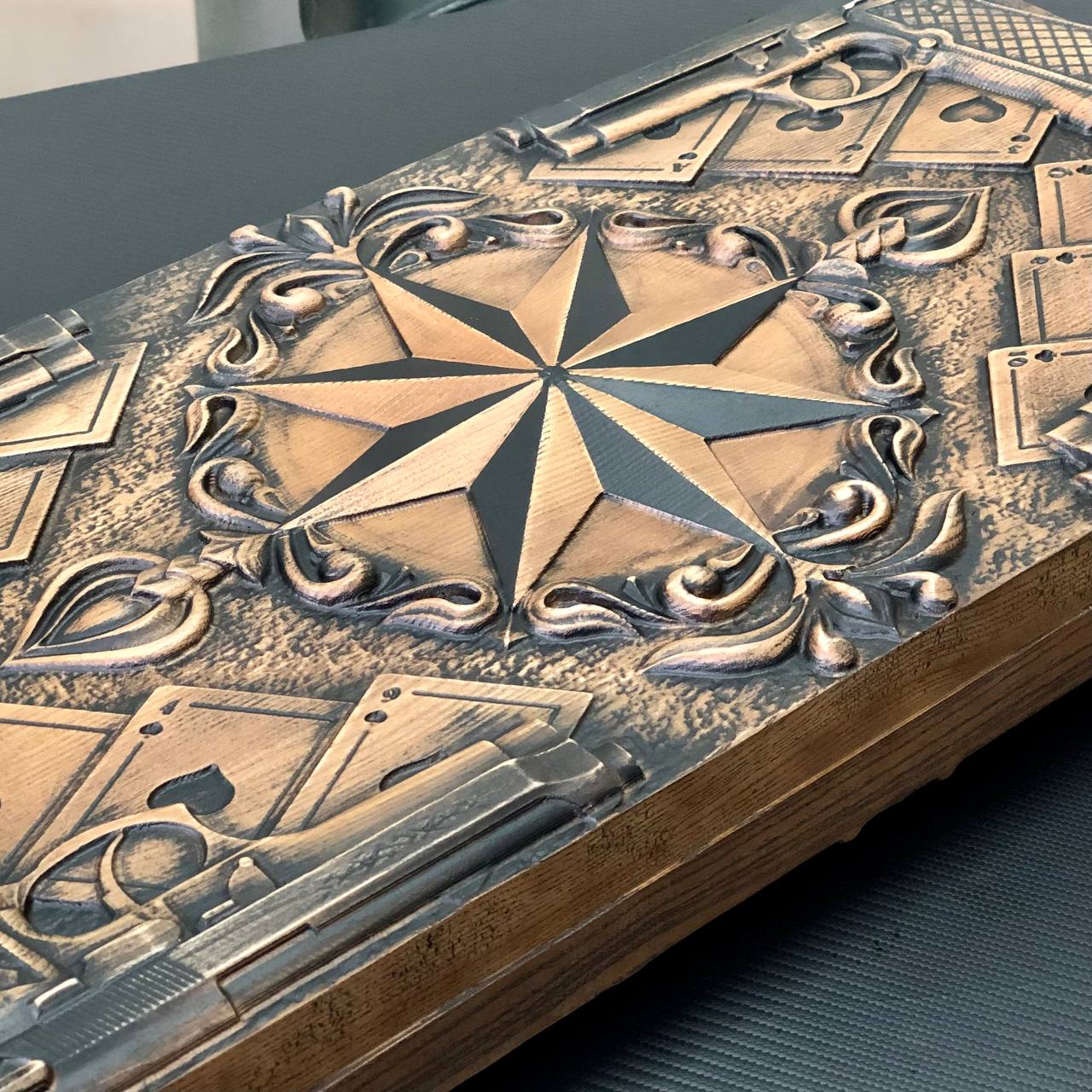Wooden Backgammon "Star and Pistols" – Brutal Style & Uncompromising Quality Gift-ready